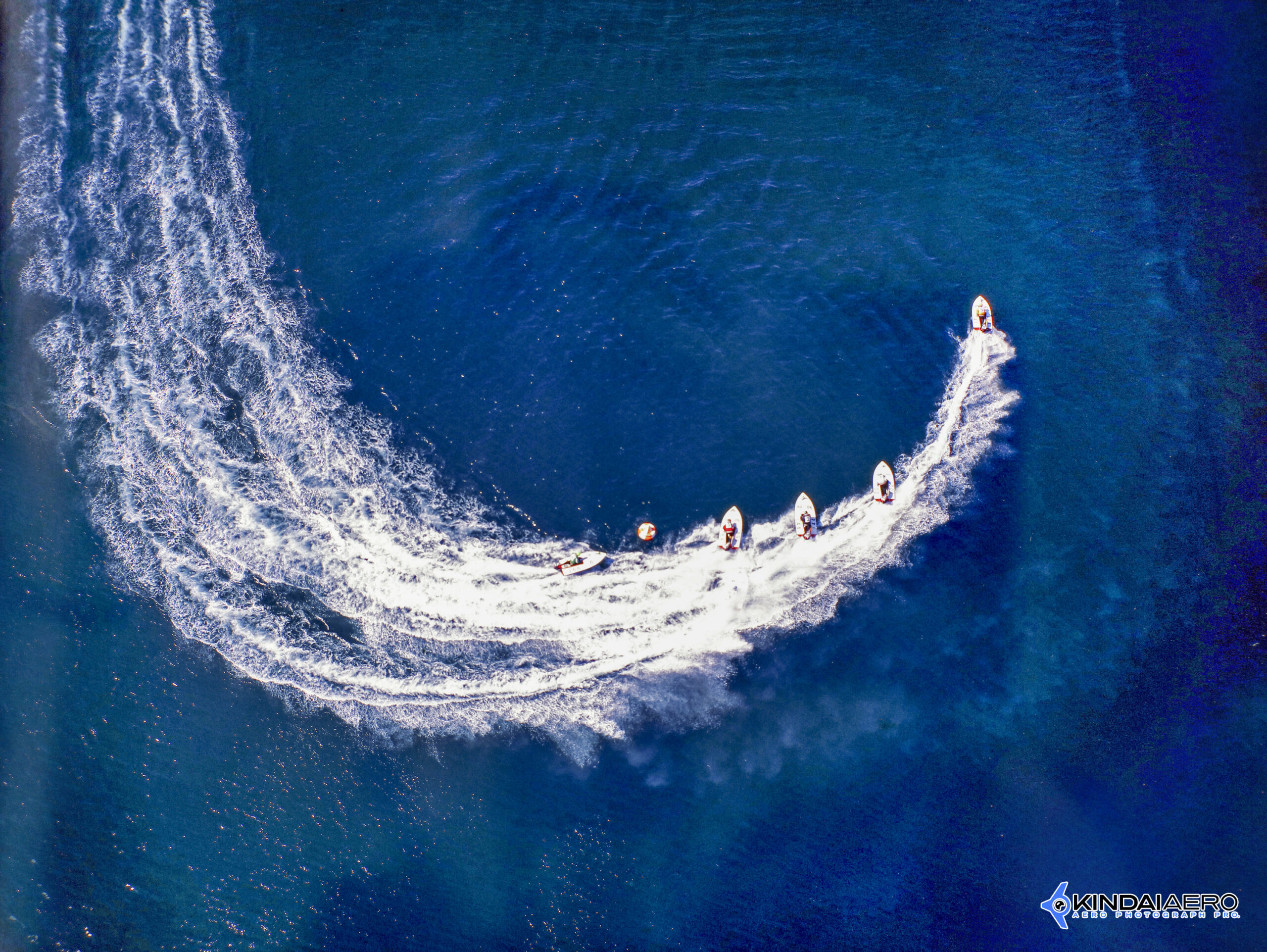 モーターボート-ボートレース・競艇-垂直写真　航空写真撮影 1980年代