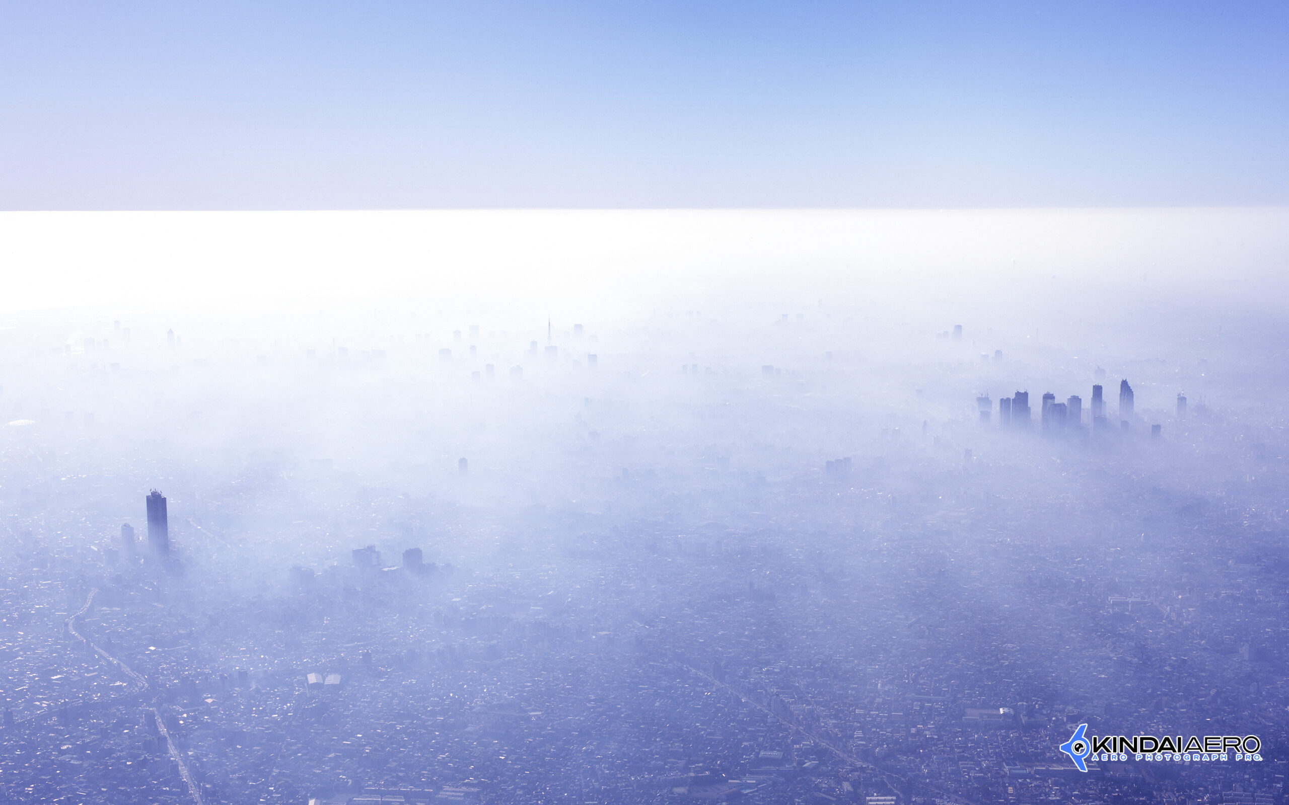 東京都心上空・朝霧 航空写真撮影 1980年代