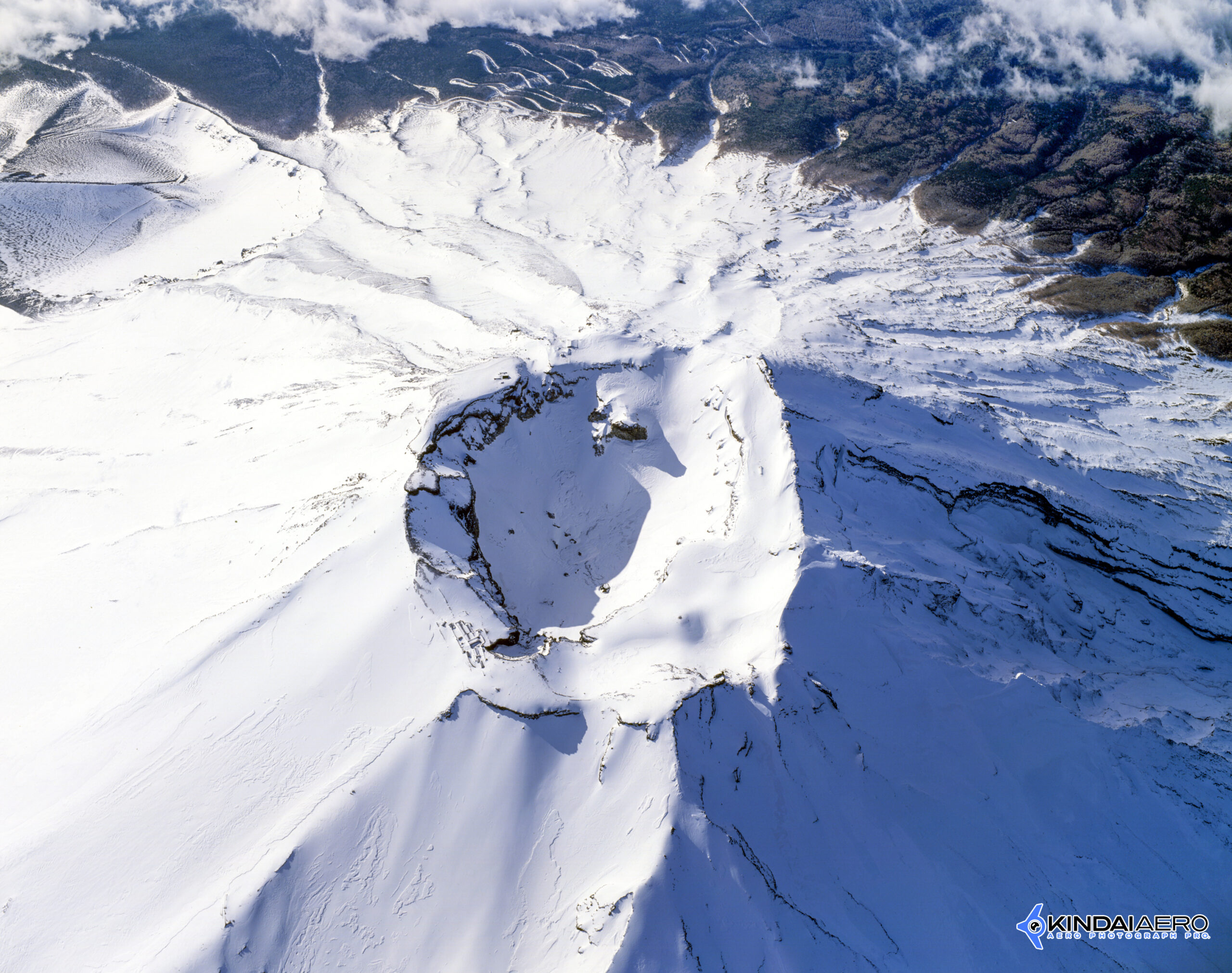 静岡県富士宮市・富士山御釜-垂直写真 航空写真撮影 1980年代