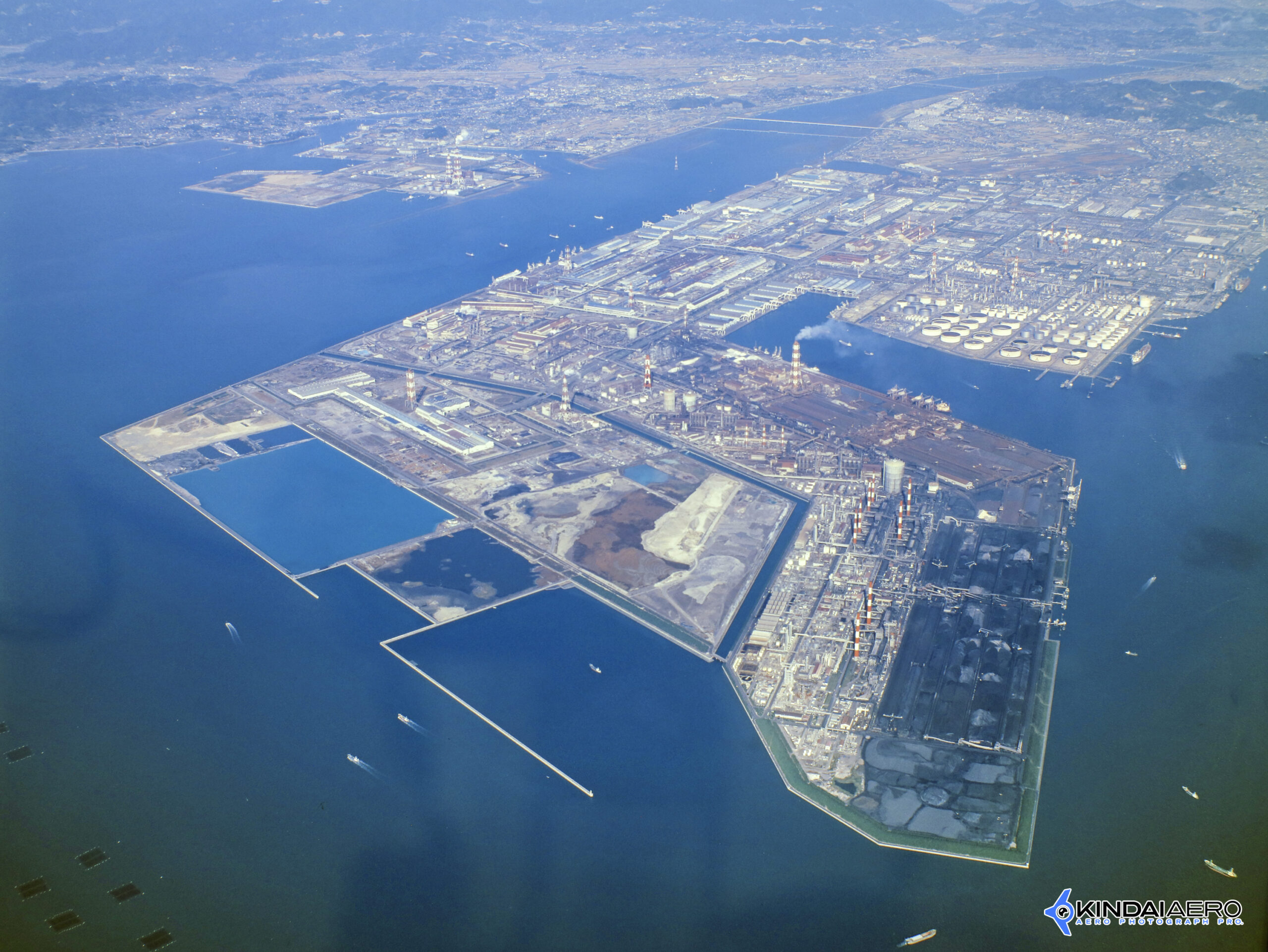 岡山県倉敷市 水島臨海工業地帯の航空写真撮影 1989-10-15