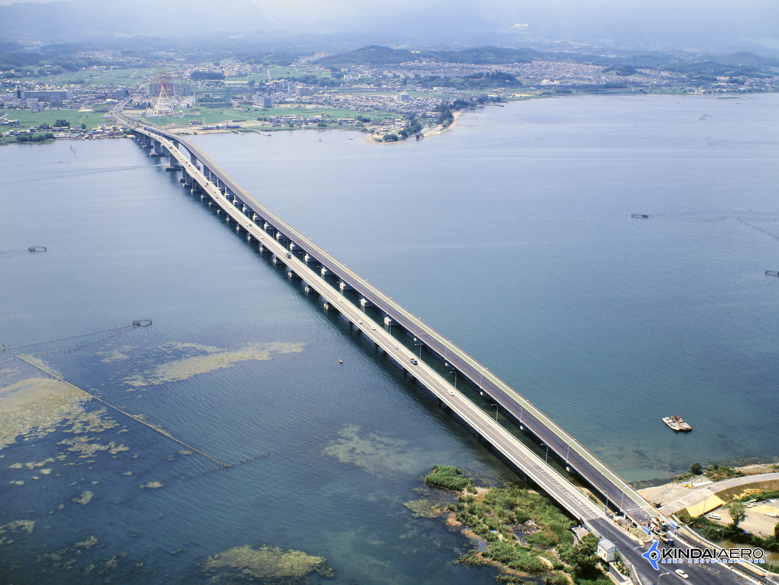 滋賀県守山市・琵琶湖-琵琶湖大橋　航空写真撮影 1994-04