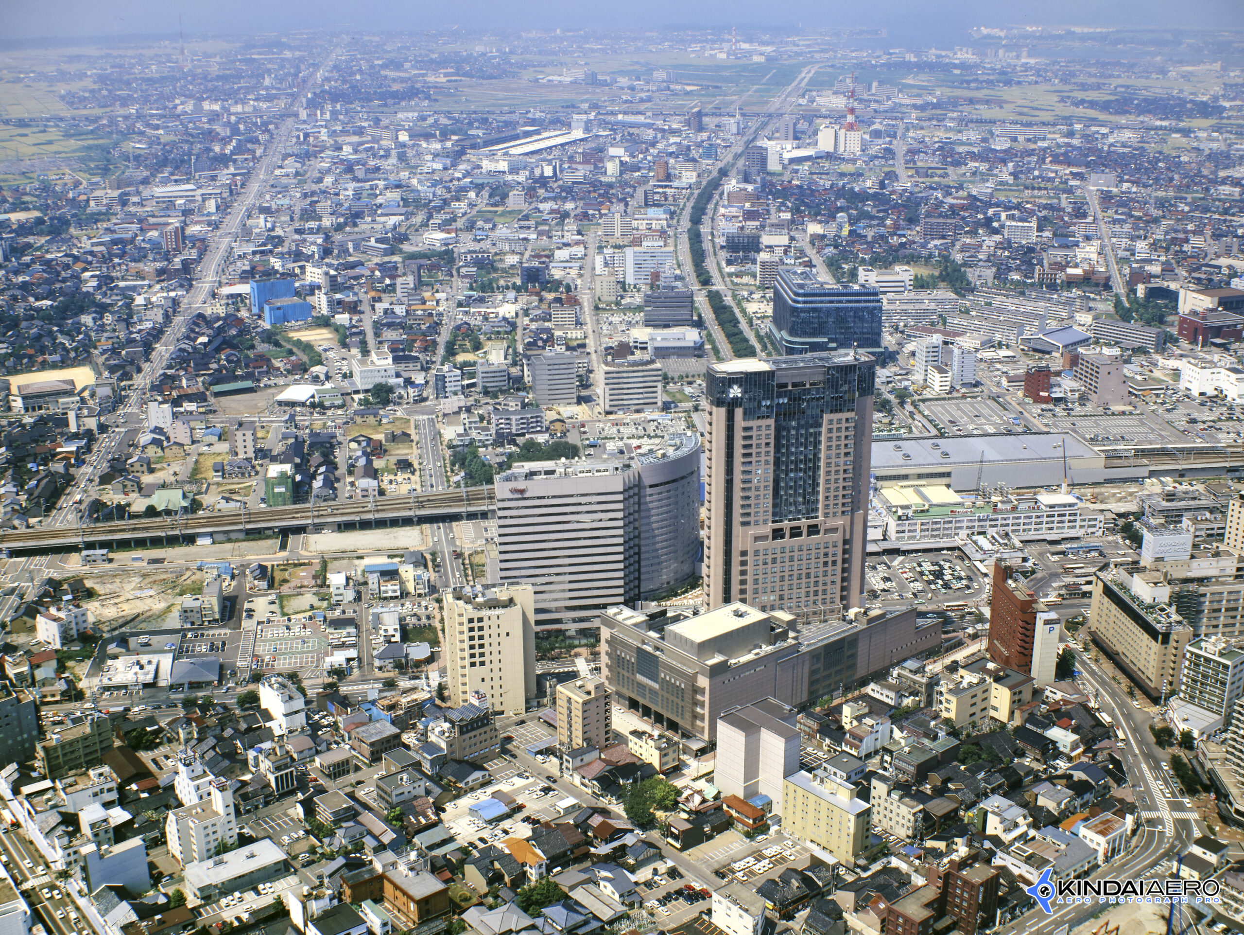 石川県金沢市・金沢駅　航空写真撮影 1994-08-30