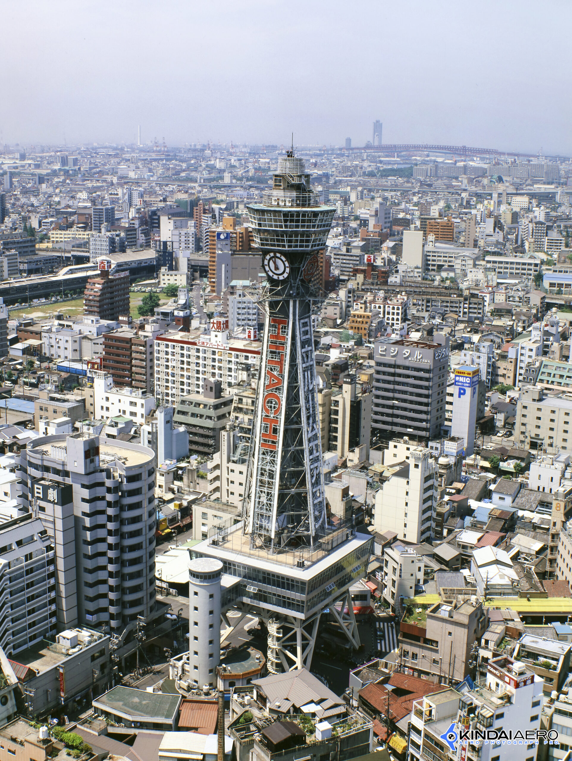 大阪府大阪市浪速区・通天閣　航空写真撮影 1995-05