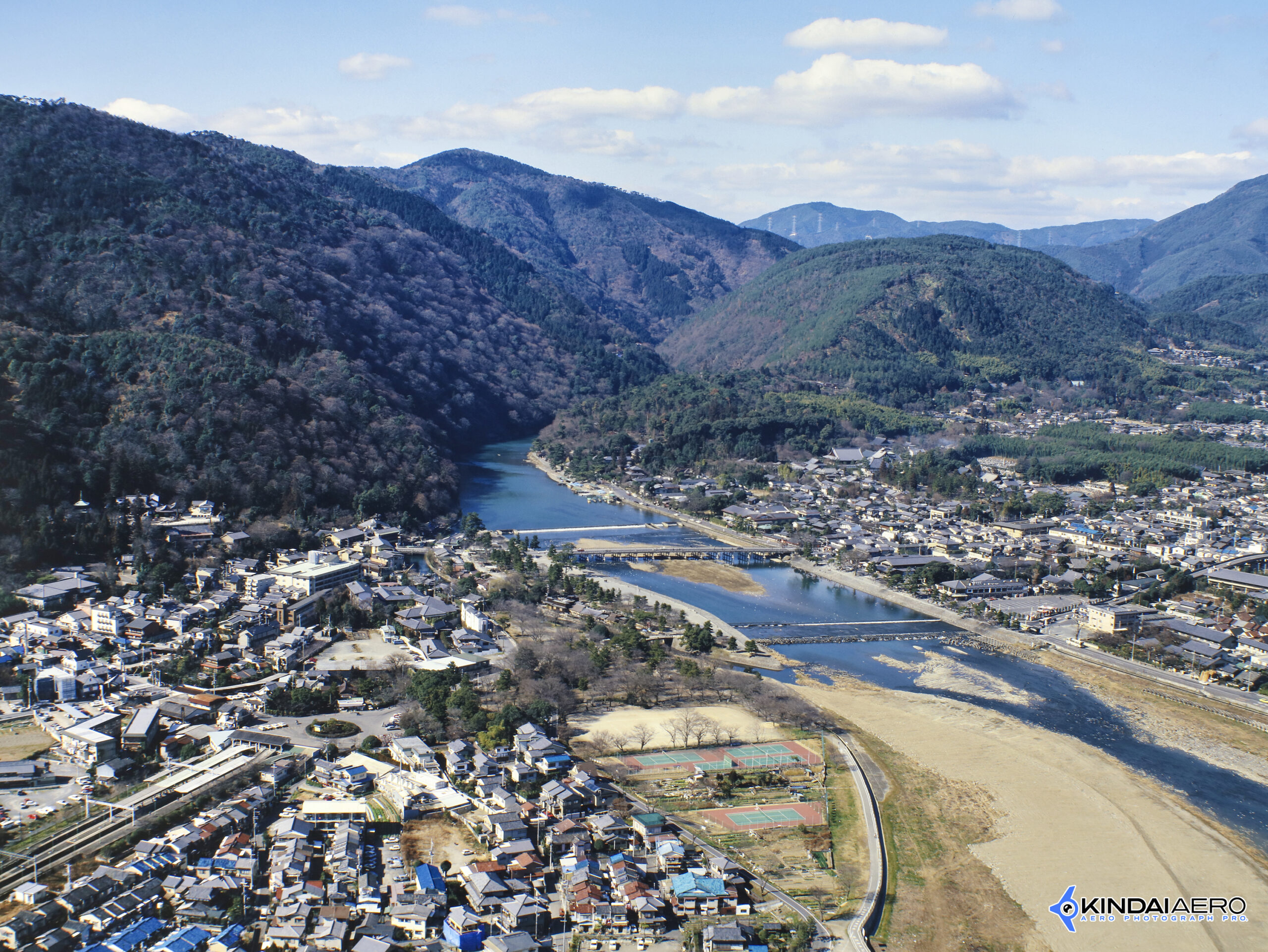 京都府京都市・渡月橋-桂川　航空写真撮影 2000-03