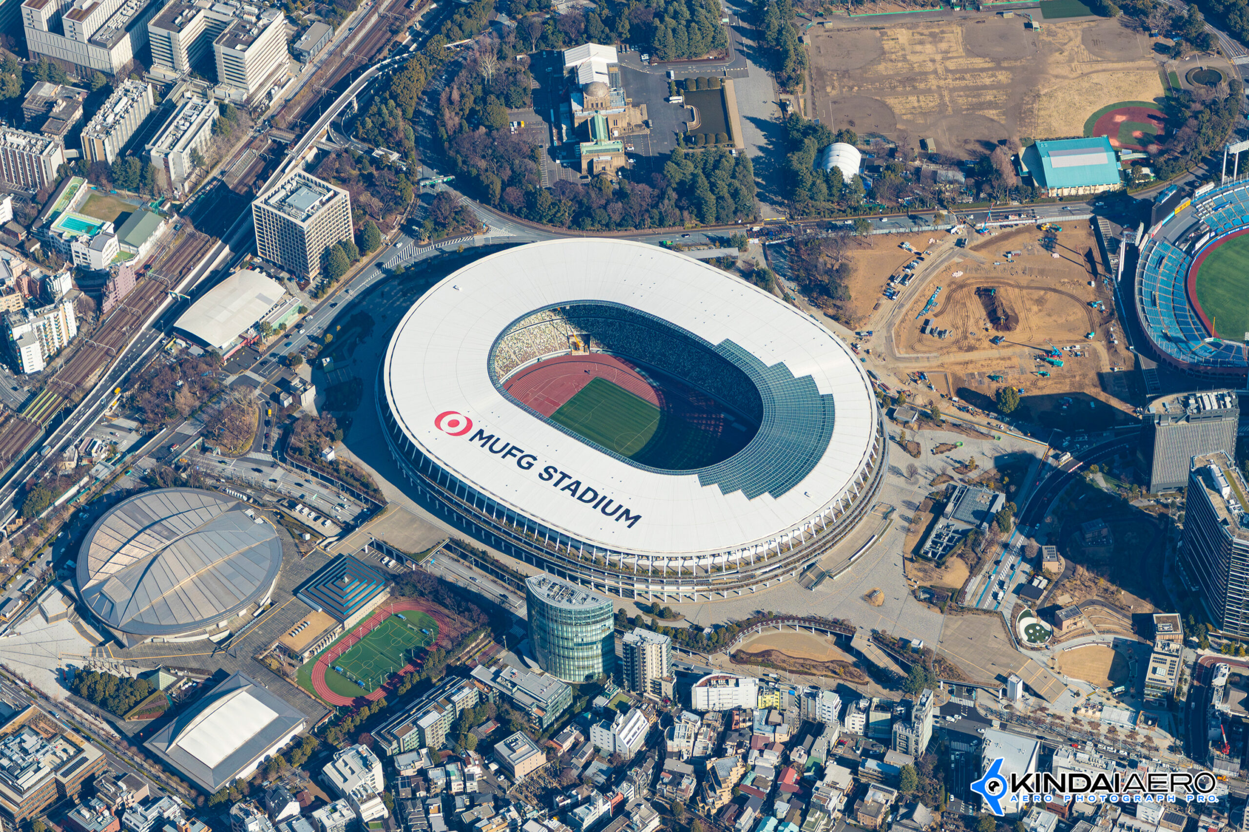 東京都新宿区 国立競技場(MUFGスタジアム)の航空写真撮影 2026-01-16