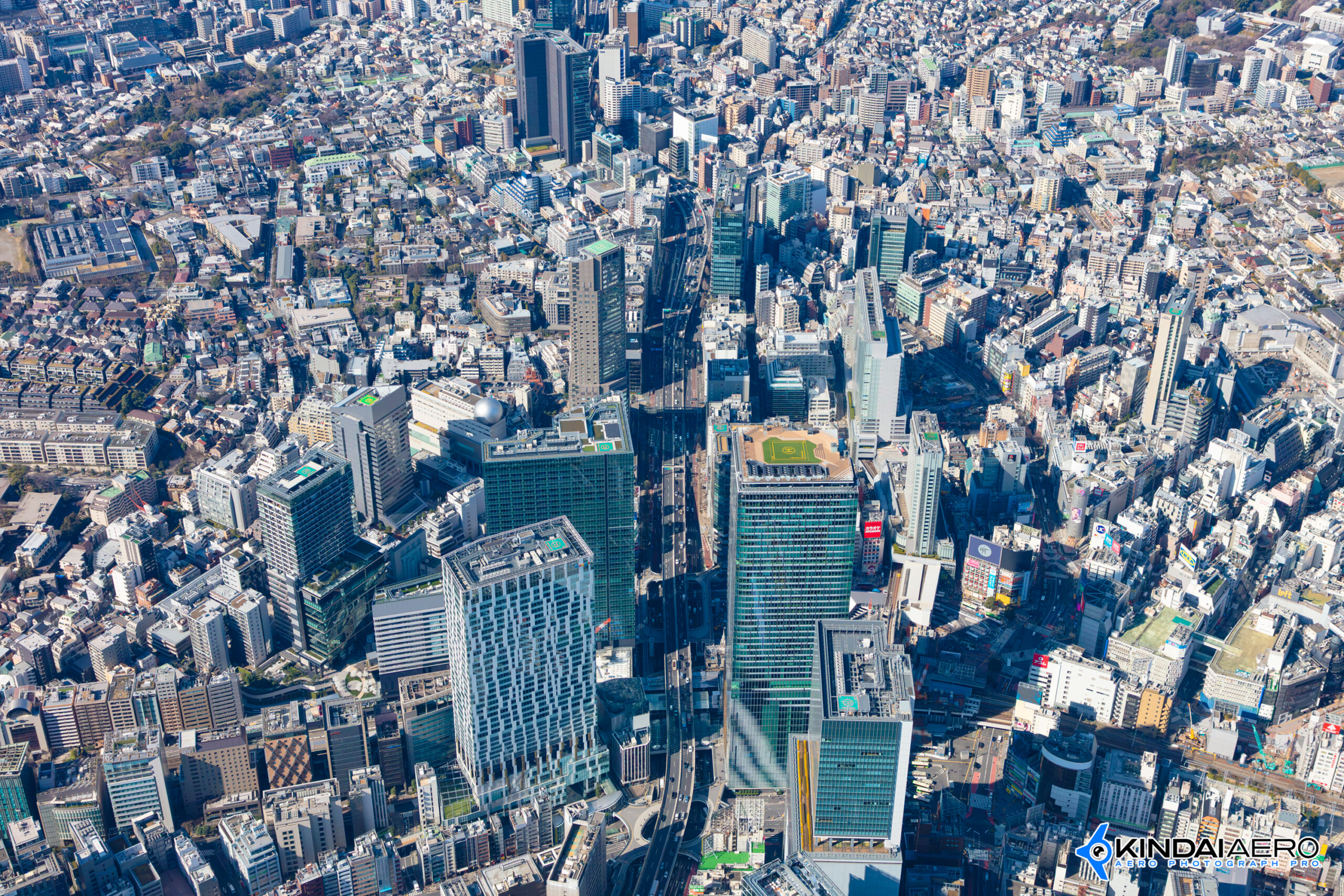 東京都渋谷区 渋谷駅周辺の航空写真撮影 2024-03-14