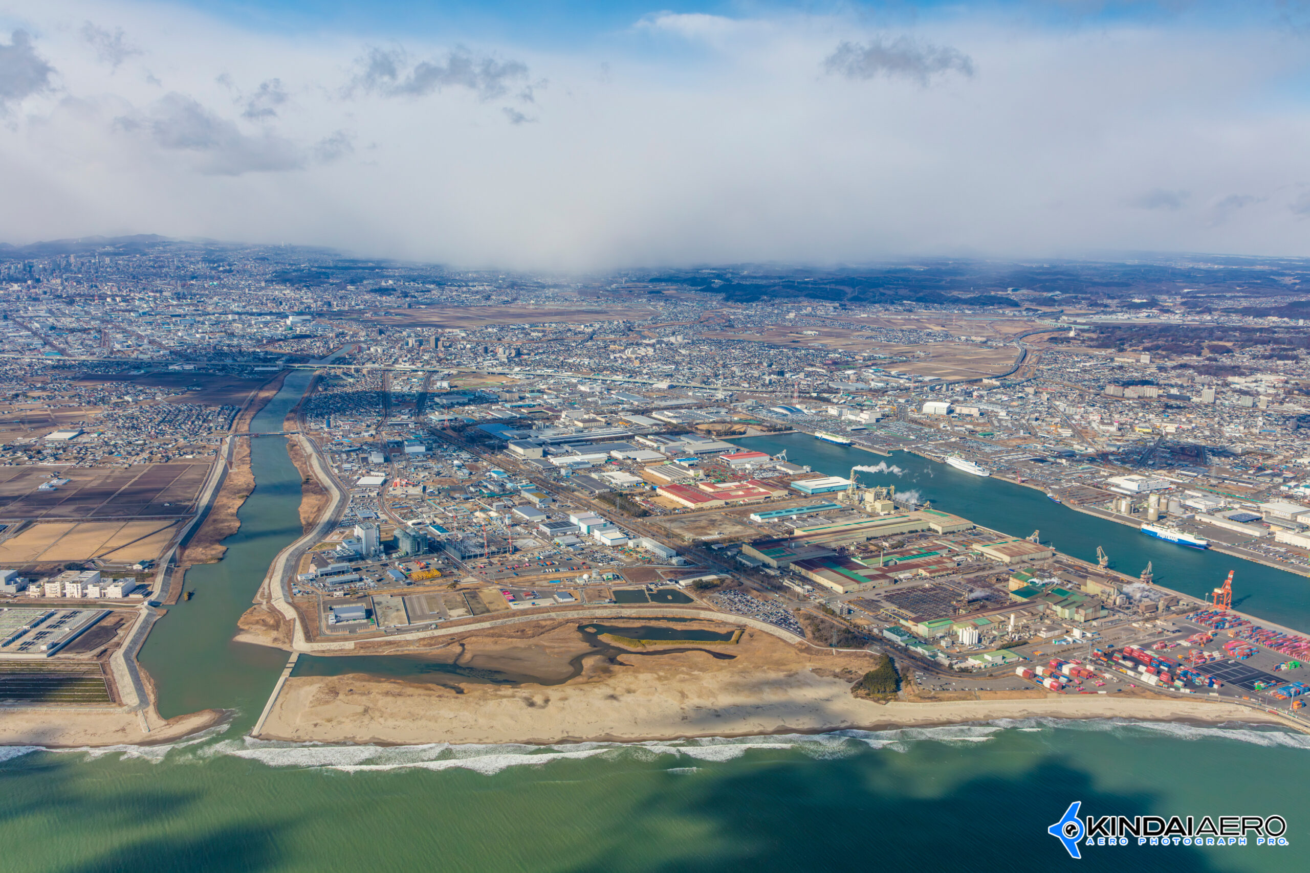 宮城県仙台市宮城野区の海岸を航空写真撮影 2024-01-24