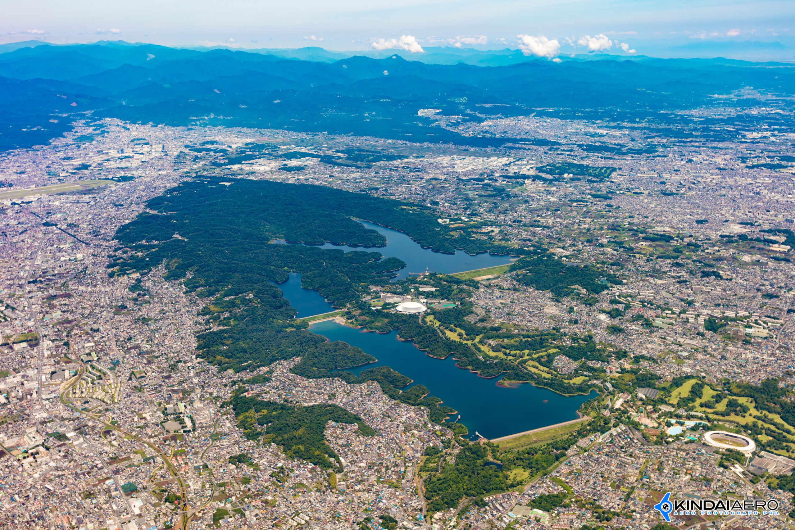 東京都・埼玉県　多摩湖と狭山湖の航空写真撮影 2026-06-16